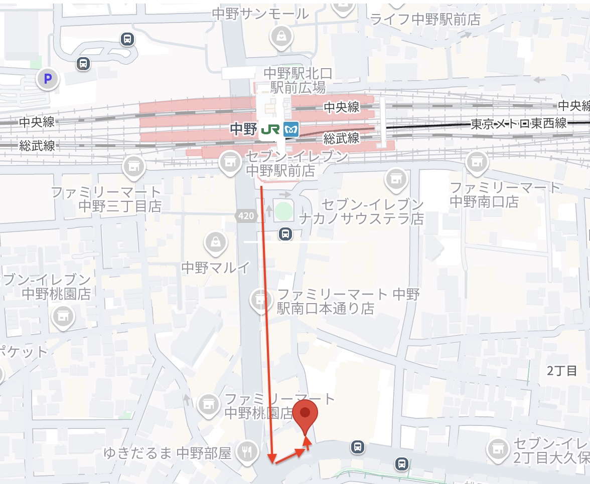 邦ちゃんラーメン（中野）地図